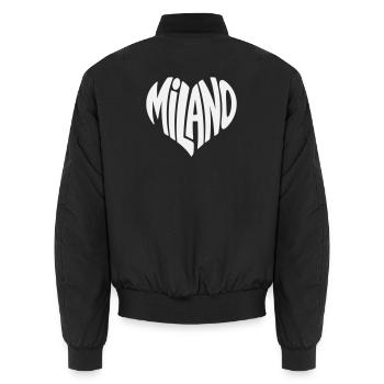 Milan Milano Typographie du cœur - Bomber unisexe - noir - Dos - AI Model Male 185 light (185cm)