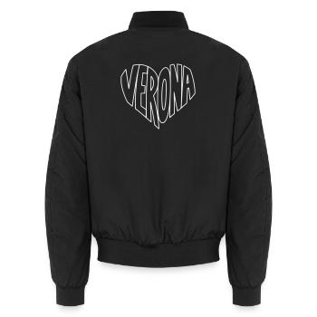 Verona Heart Typo Illustration - Unisex Bomber Jacket - black - Back - AI Model Male 185 light (185cm)