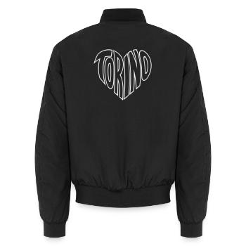 Torino, Turin Heart Typography - Unisex Bomber Jacket - black - Back - AI Model Male 185 light (185cm)