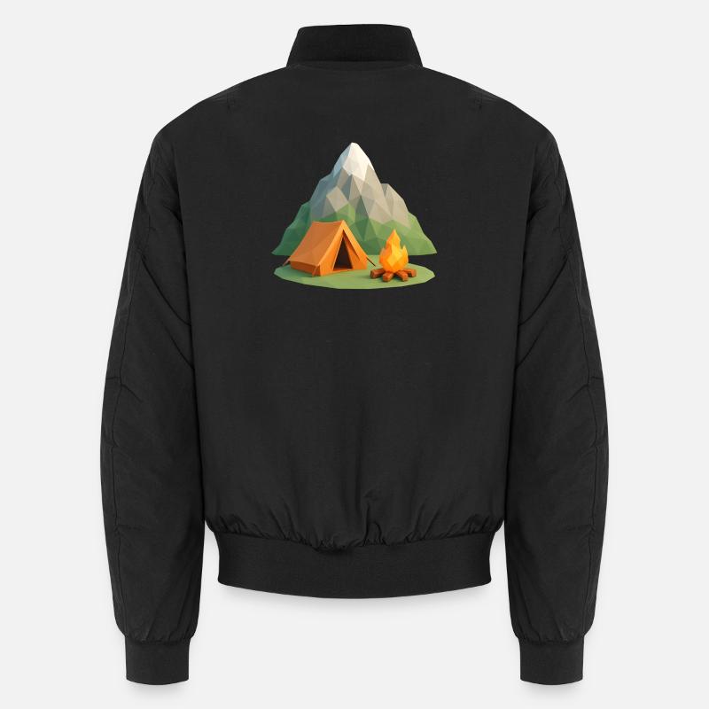 Geopolymountain Camping Scene - Unisex Bomber Jacket - black