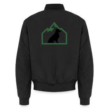 Dog Mountains Outdoor Crest - Unisex Bomber Jacket - black - Back - AI Model Male 185 light (185cm)