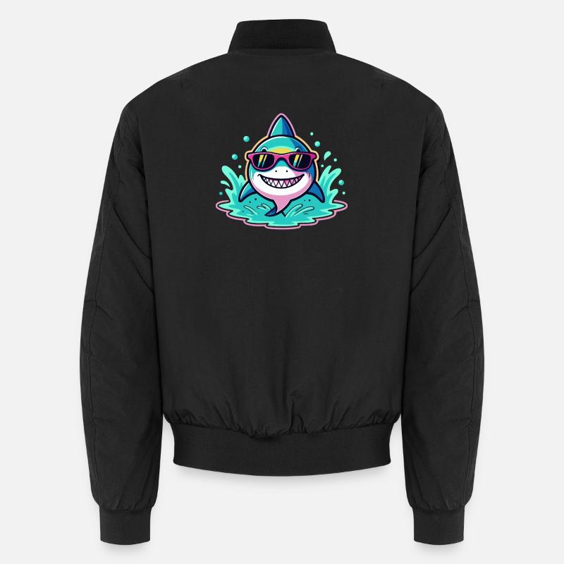 Shark Sunglasses Surf Fun Unisex Bomber Jacket