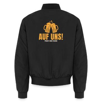 Auf uns Bier Herzschlag Prost Spruch Feiern - Unisex Bomberjacke - Schwarz - Hinten - AI Model Male 185 light (185cm)