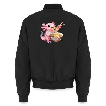Ramen Axolotl - Unisex Bomber Jacket - black - Back - AI Model Male 185 light (185cm)