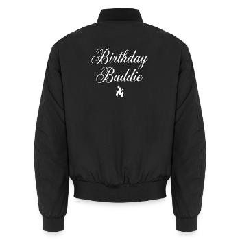 Geburtstags Baddie - Unisex Bomberjacke - Schwarz - Hinten - AI Model Male 185 light (185cm)