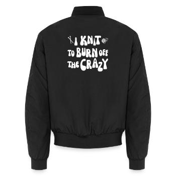 I knit to burn off the crazy - Unisex Bomberjacke - Schwarz - Hinten - AI Model Male 185 light (185cm)