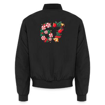 67 Candy Peppermint Christmas Wreath six seven - Unisex Bomber Jacket - black - Back - AI Model Male 185 light (185cm)