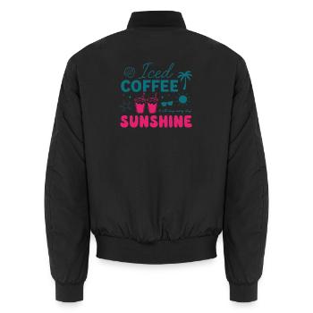 Iced Coffee & Sunshine: Summer Vibes - Unisex Bomber Jacket - black - Back - AI Model Male 185 light (185cm)