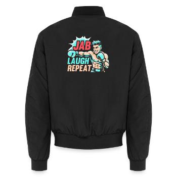 Jab Laugh Repeat Gloves Boxing Gloves - Unisex Bomber Jacket - black - Back - AI Model Male 185 light (185cm)