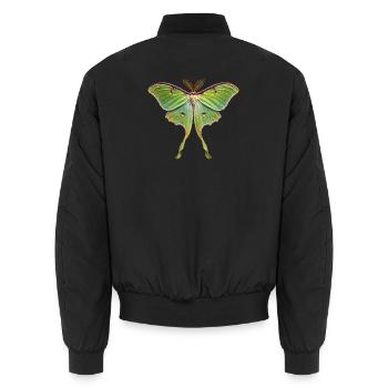Luna Moth Actias luna - Unisex Bomber Jacket - black - Back - AI Model Male 185 light (185cm)