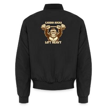 Gorilla mit Hantel - Lustiges Fitness Design  - Unisex Bomberjacke - Schwarz - Hinten - AI Model Male 185 light (185cm)