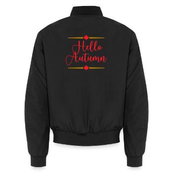 Hello Autumn Kalligrafie - Unisex Bomberjacke - Schwarz - Hinten - AI Model Male 185 light (185cm)