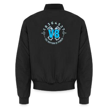V8 Motor Herzschlag Kolben Zündfolge - Unisex Bomberjacke - Schwarz - Hinten - AI Model Male 185 light (185cm)