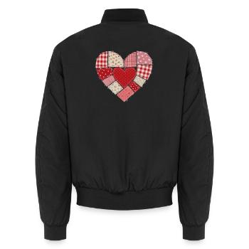 Herz patchwork nähen quilten Geschenk  - Unisex Bomberjacke - Schwarz - Hinten - AI Model Male 185 light (185cm)