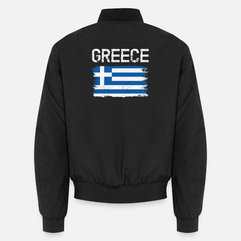 Distressed Greek Flag Graphic Unisex Bomber Jacket