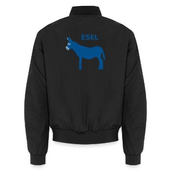 Esel in blau (und andere Farben) - Unisex Bomberjacke - Schwarz - Hinten - AI Model Male 185 light (185cm)