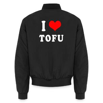 J'adore le tofu - Bomber unisexe - noir - Dos - AI Model Male 185 light (185cm)