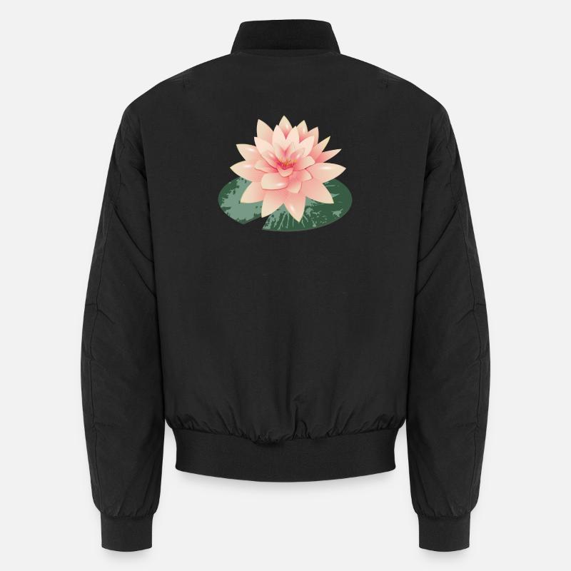 wunderschöne Seerose mit grünem Seerosenblatt Unisex Bomberjacke