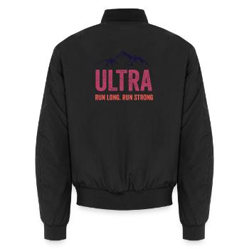 Ultra Running - Run Long. Courez fort. - Bomber unisexe - noir - Dos - AI Model Male 185 light (185cm)