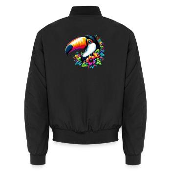 Toucan - Unisex Bomber Jacket - black - Back - AI Model Male 185 light (185cm)