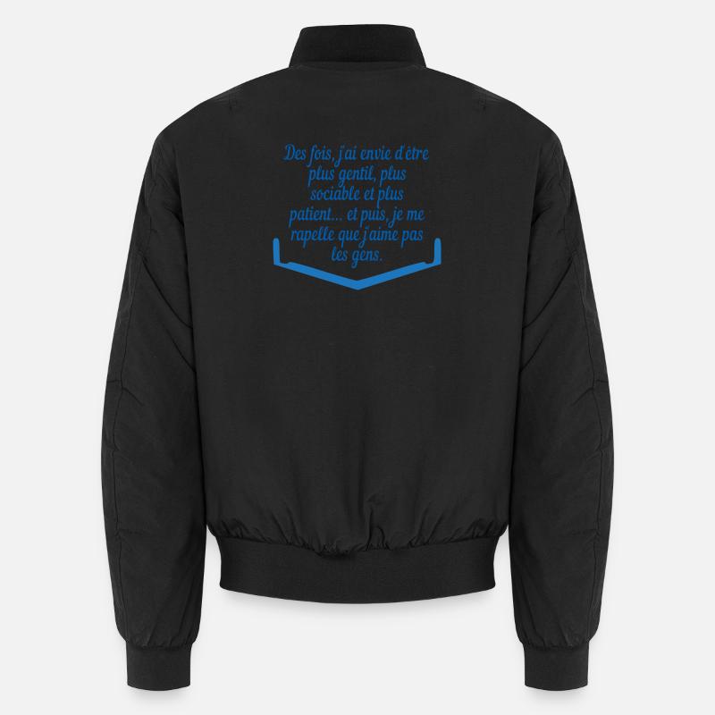 j'aime pas les gens - Bomber unisexe - noir