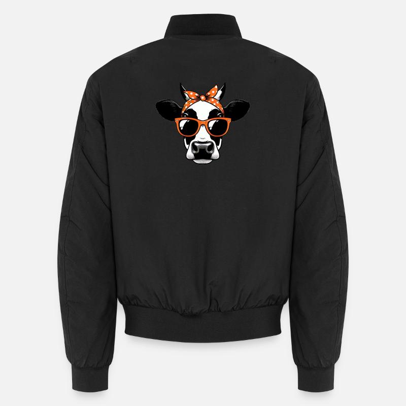 Kuh mit Sonnenbrille - Unisex Bomberjacke - Schwarz