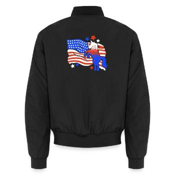 Einhorn amerikanische Flagge 4. Juli - Unisex Bomberjacke - Schwarz - Hinten - AI Model Male 185 light (185cm)