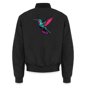 Hummingbird - Unisex Bomber Jacket - black - Back - AI Model Male 185 light (185cm)