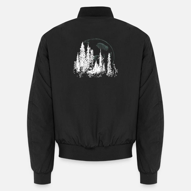 Lunar Forest Silhouette Illustration - Unisex Bomber Jacket - black