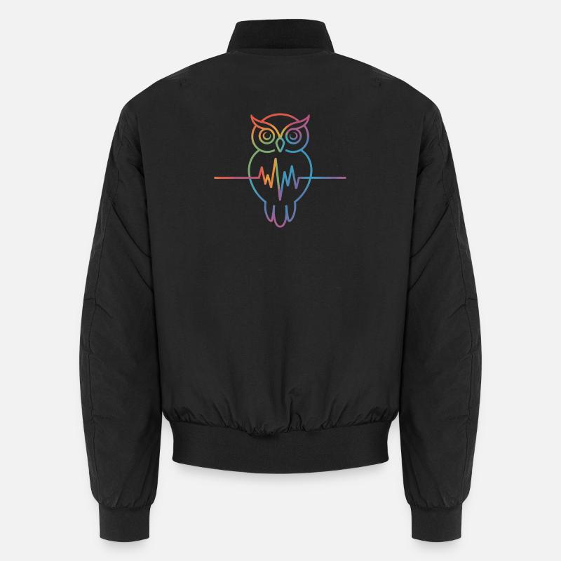 Regenbogen Eule Herzschlag Design Unisex Bomberjacke
