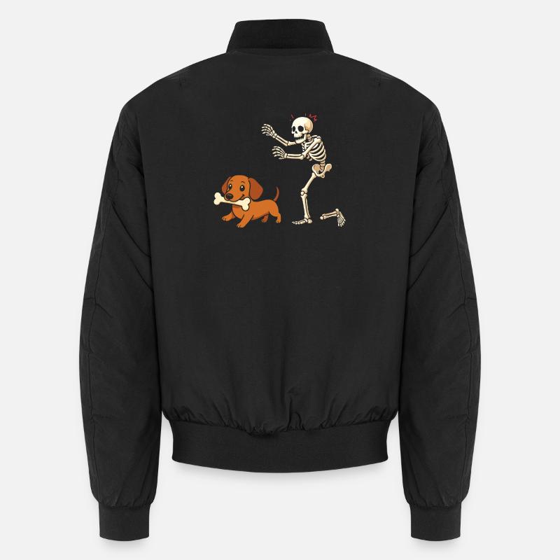 Humor Skeleton Chases Dachshund Dog Unisex Bomber Jacket