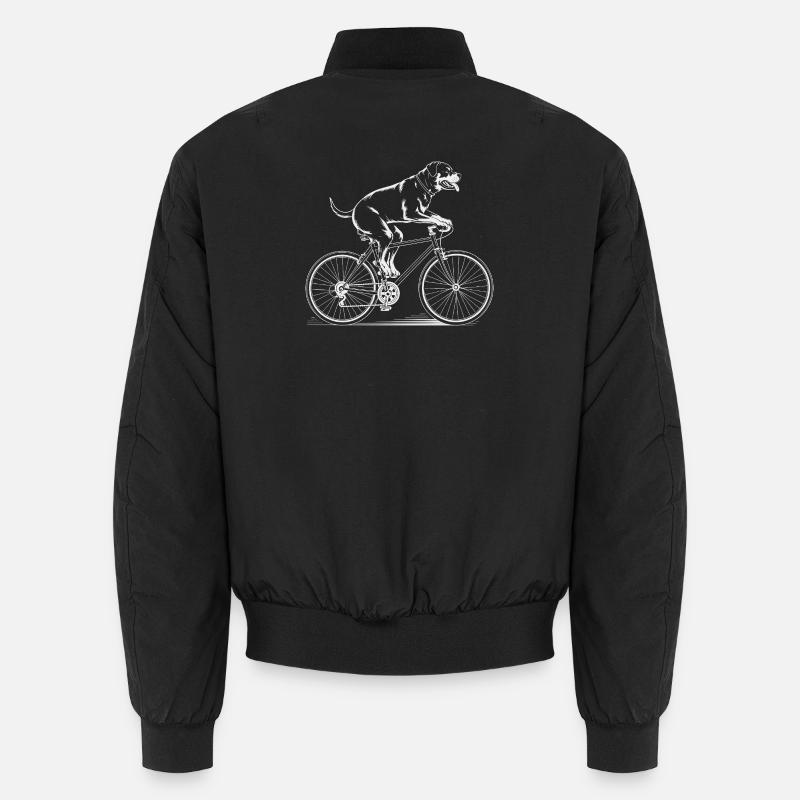 Rottweiler Dog Driving Bicycle - Unisex Bomber Jacket - black
