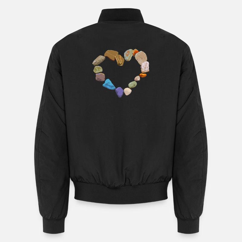 Herz aus bunten Steinen - Unisex Bomberjacke - Schwarz
