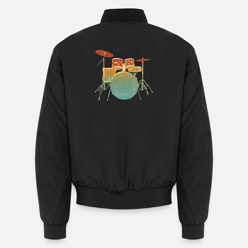 Vintage Drum Set Illustration Unisex Bomberjacke