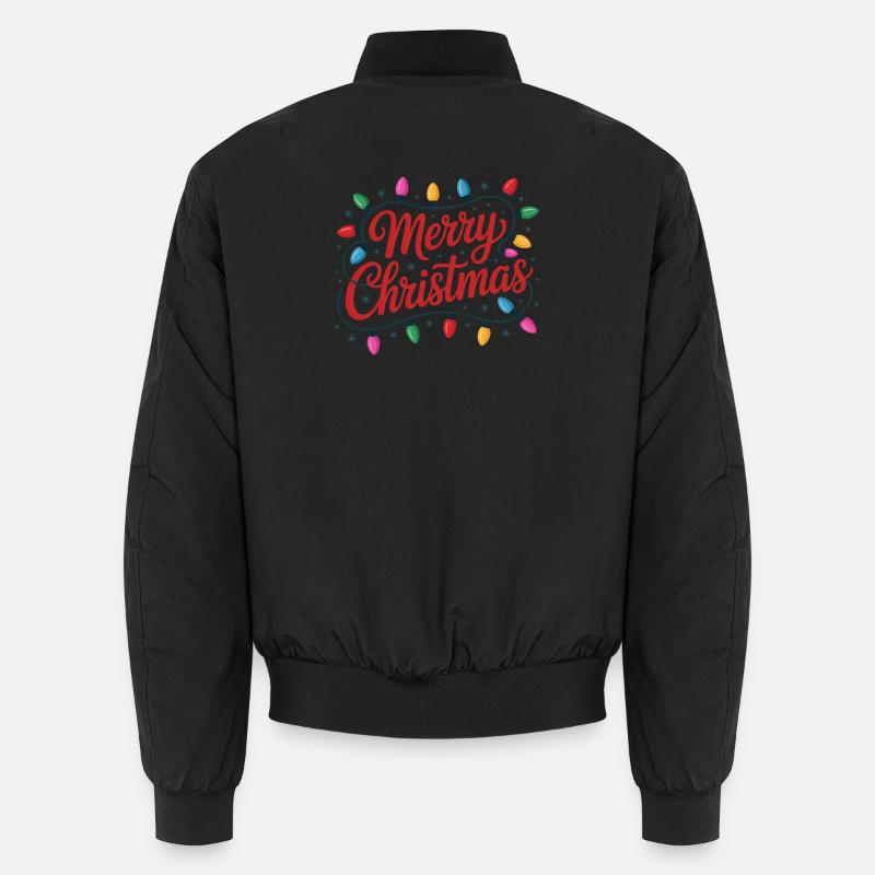 Merry Christmas Luminous String Lights - Unisex Bomber Jacket - black