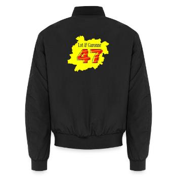 Karte Lot et Garonne 47 - Unisex Bomberjacke - Schwarz - Hinten - AI Model Male 185 light (185cm)