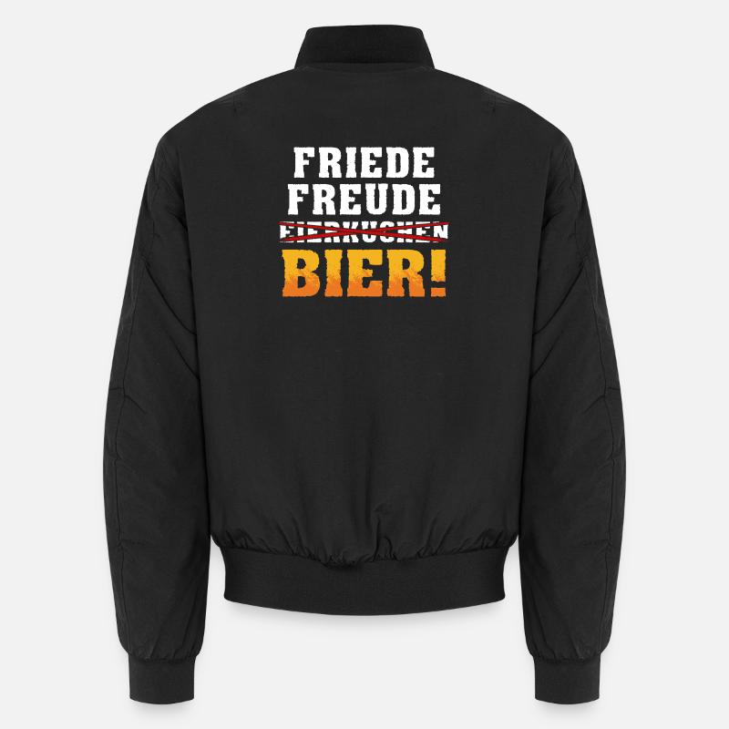Peace, Joy, Beer - Unisex Bomber Jacket - black