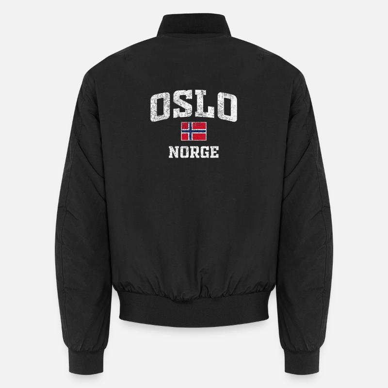 Oslo Norge Distressed Flag Tee - Unisex Bomberjacke - Schwarz
