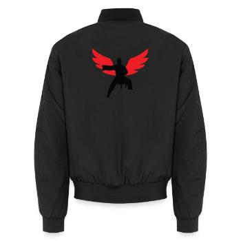 Aikido – Kampfsport – Aikido - Unisex Bomberjacke - Schwarz - Hinten - AI Model Male 185 light (185cm)