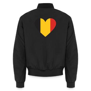 Humor,Belgian, belgium, flag, fries, fries - Unisex Bomber Jacket - black - Back - AI Model Male 185 light (185cm)