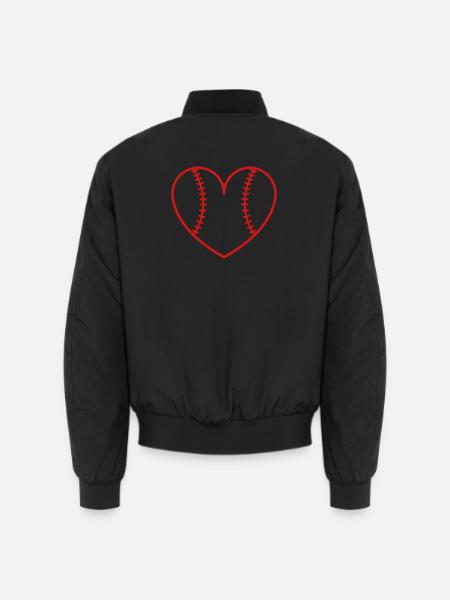 Baseball softball heart - Unisex Bomber Jacket - black