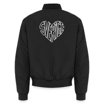 Sverige Heart Typo Swedish Love - Unisex Bomber Jacket - black - Back - AI Model Male 185 light (185cm)