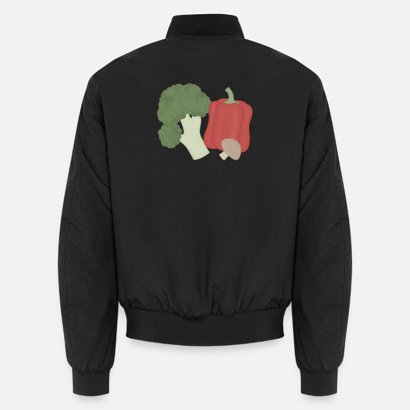 Vegetable Trio Broccoli Pepper Mushroom Unisex Bomber Jacket
