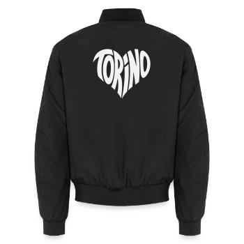Turin, Torino Herz Design - Unisex Bomberjacke - Schwarz - Hinten - AI Model Male 185 light (185cm)