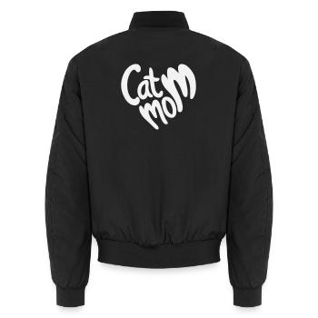 Cat Mom Heart Lettering - Unisex Bomber Jacket - black - Back - AI Model Male 185 light (185cm)