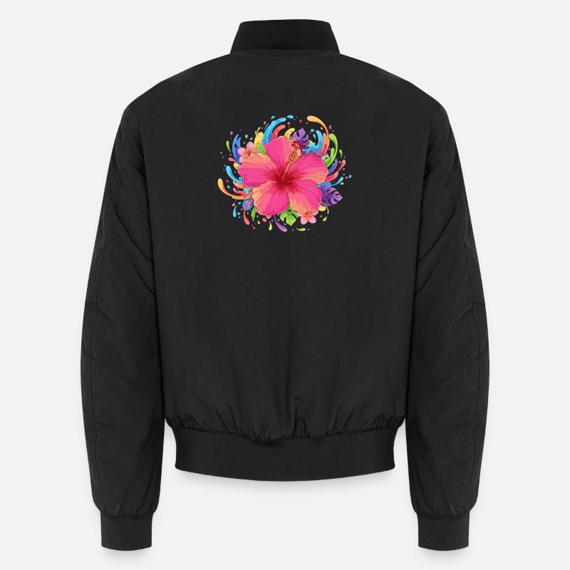 Hibiskusblüte Farbexplosion - Unisex Bomberjacke - Schwarz