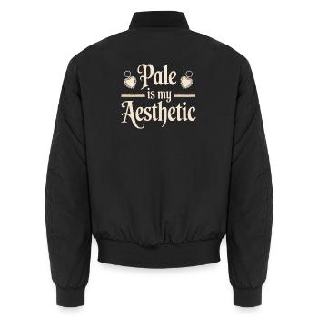 Pale Is My Aesthetic - Unisex Bomber Jacket - black - Back - AI Model Male 185 light (185cm)