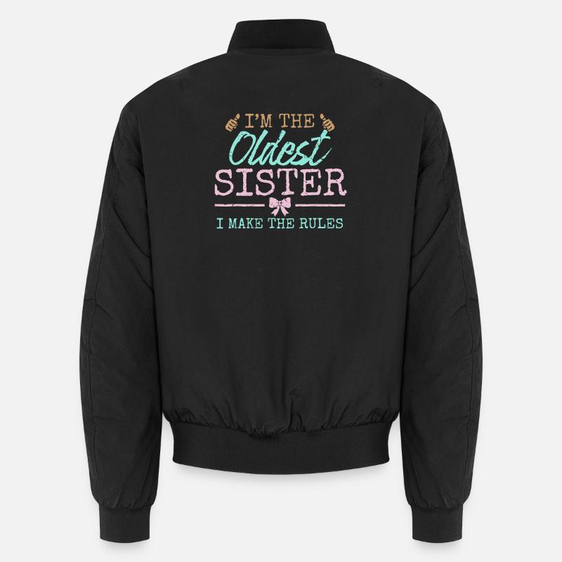 Oldest Sister Rules Graphic Tee - Unisex Bomber Jacket - black