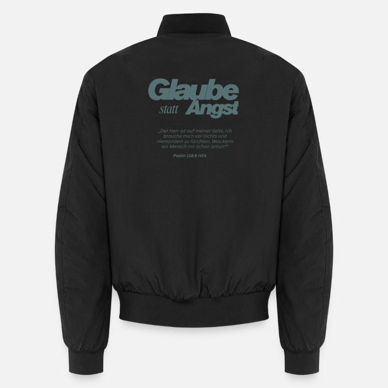 Glaube statt Angst Psalm 118:6 - Unisex Bomberjacke - Schwarz