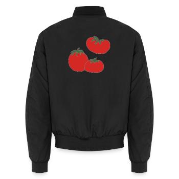 Trio de tomates rouges imprimés - Bomber unisexe - noir - Dos - AI Model Male 185 light (185cm)